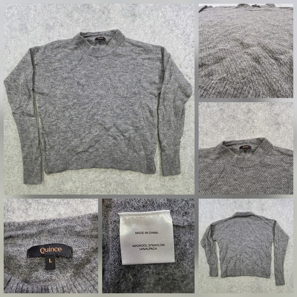 Quince Sweaters - Quince Sweater Womens Large Gray Wool Alpaca Blend Mock Neck Pullover Knit
